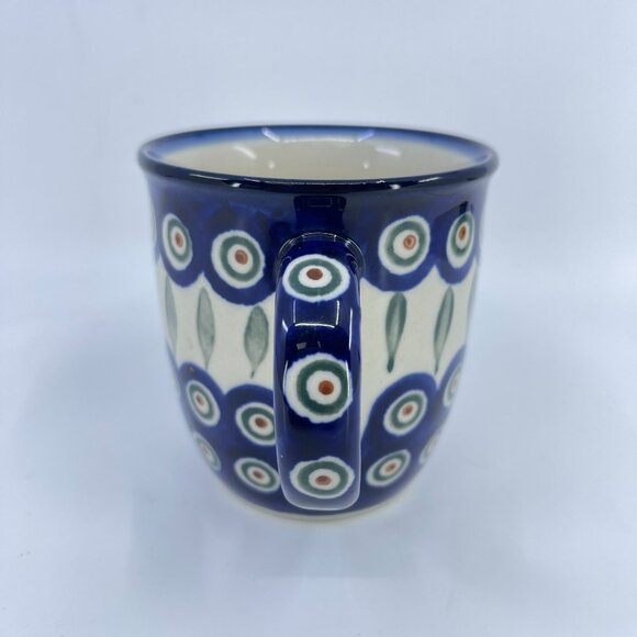 vintage boleslawiec polish pottery mug "peacock" pattern handcrafted - Picture 3 of 6